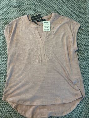 Cable & Gauge Blush Pink Embroidered Short Sleeve Tunic